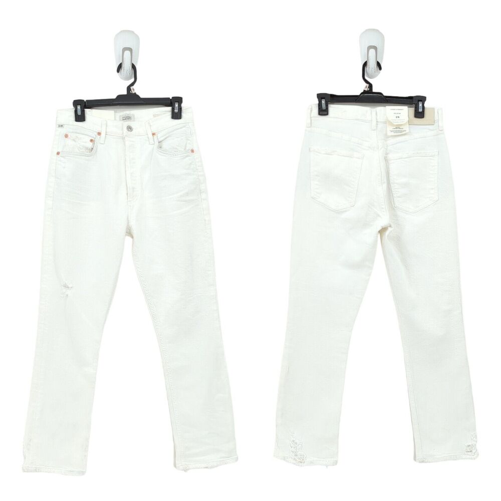 Citizens Of Humanity Women 28 Jolene Jeans White Out High Rise Slim Distressed